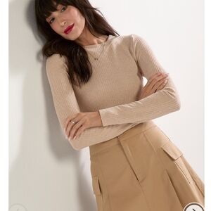 NWT Francescas April Mock Neck Boucle Knit Bodysuit Medium